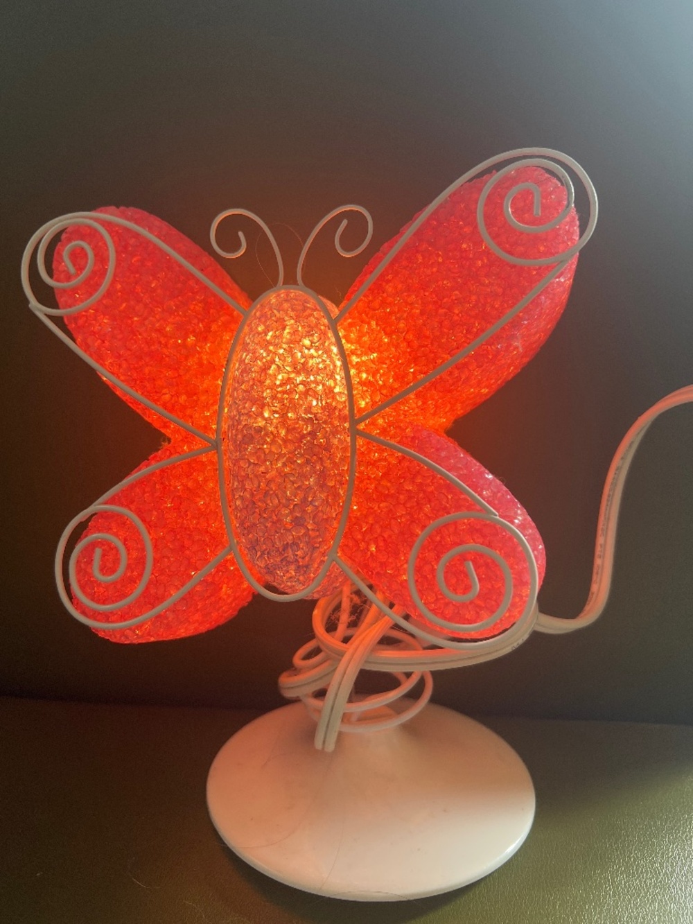 Vintage Glitter Butterfly Accent Lamp Night Light - Pink & Purple Whimsical Wire